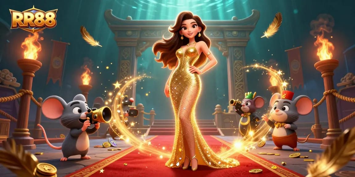 Experience thrilling gambling adventures at RR88 with vibrant casino elements and engaging characters.