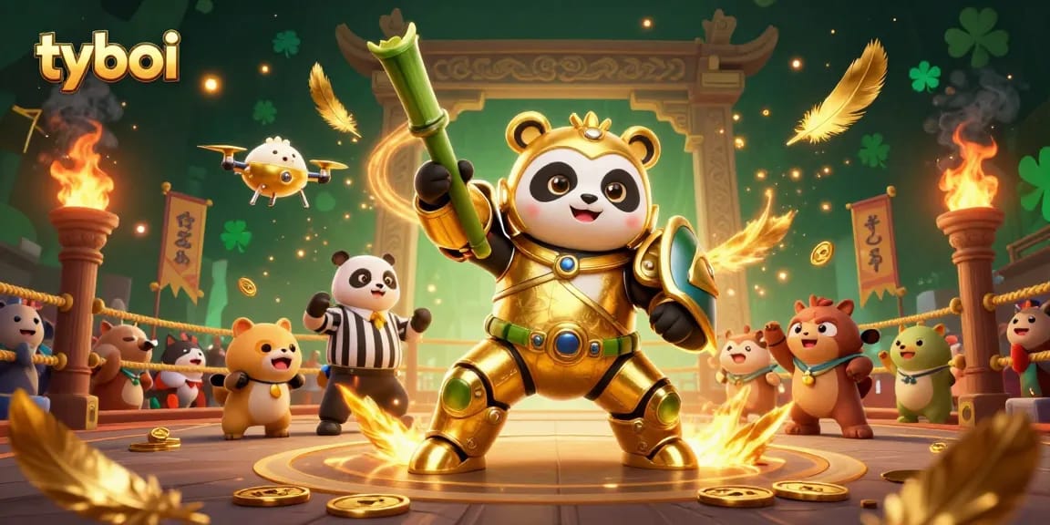 Experience thrilling gameplay at tyboi with our vibrant 3D illustration featuring leading characters and elements in an online casino.