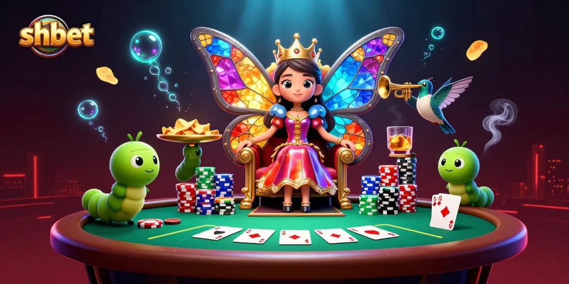 Experience thrilling gameplay at SHBET, featuring vibrant casino elements and a dazzling 3D butterfly queen.