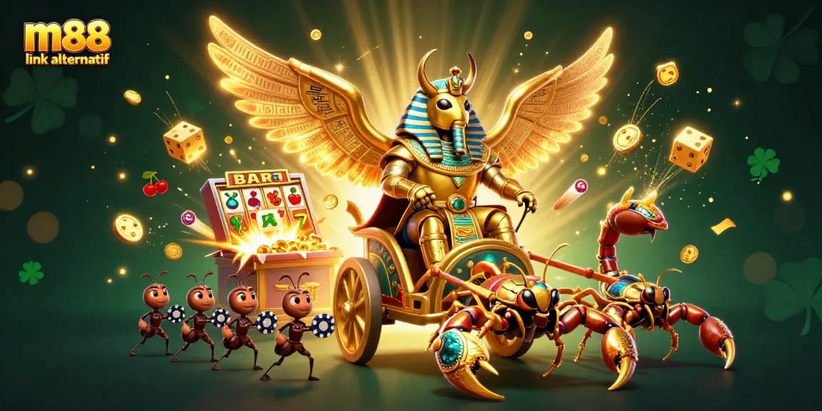 Experience the thrill of m88 link alternatif with this vibrant 3D casino scene full of action and excitement.