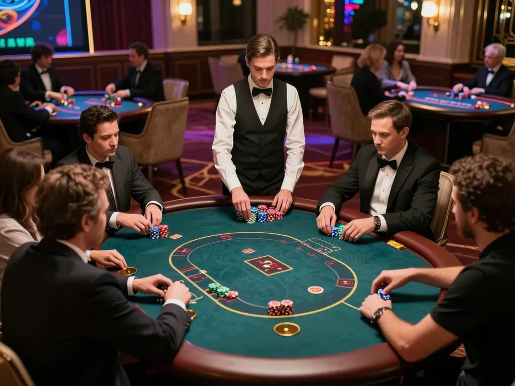 Exciting VIP casino gameplay with players betting in an upscale poker room at vipwin.