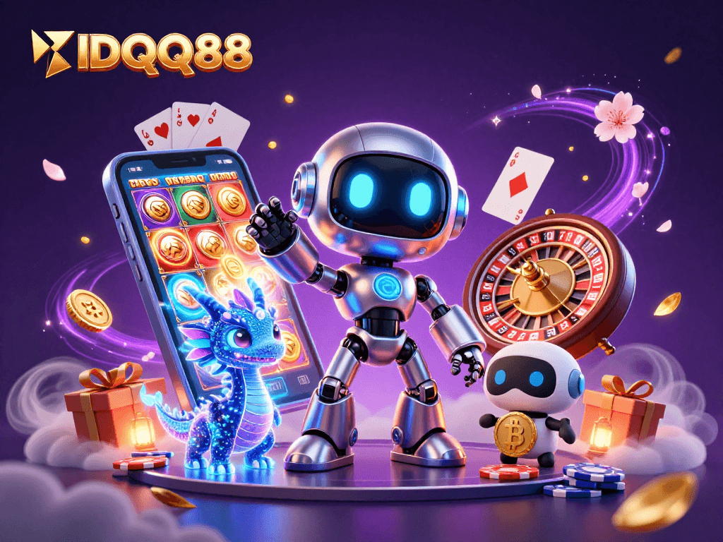 Experience winning thrills at IDQQ88 with a vibrant representation of gaming excitement in a 3D scene.