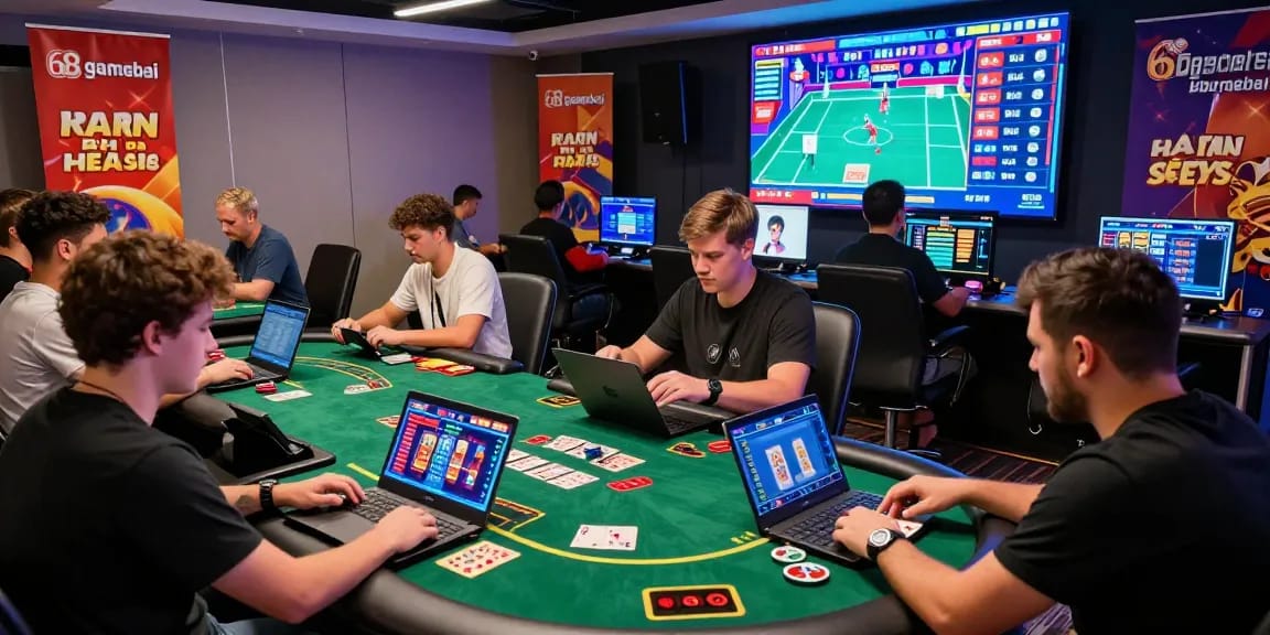 Engaged players experiencing 68gamebai in a dynamic online casino environment with vibrant graphics.