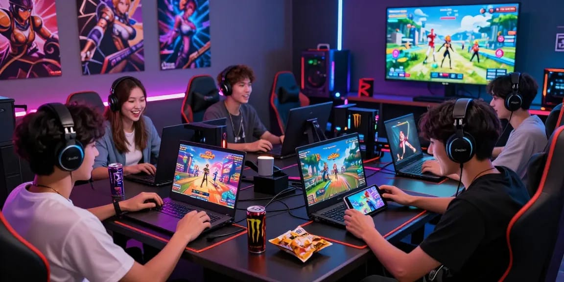 Players enjoying free hentai games across multiple devices in a vibrant gaming environment.