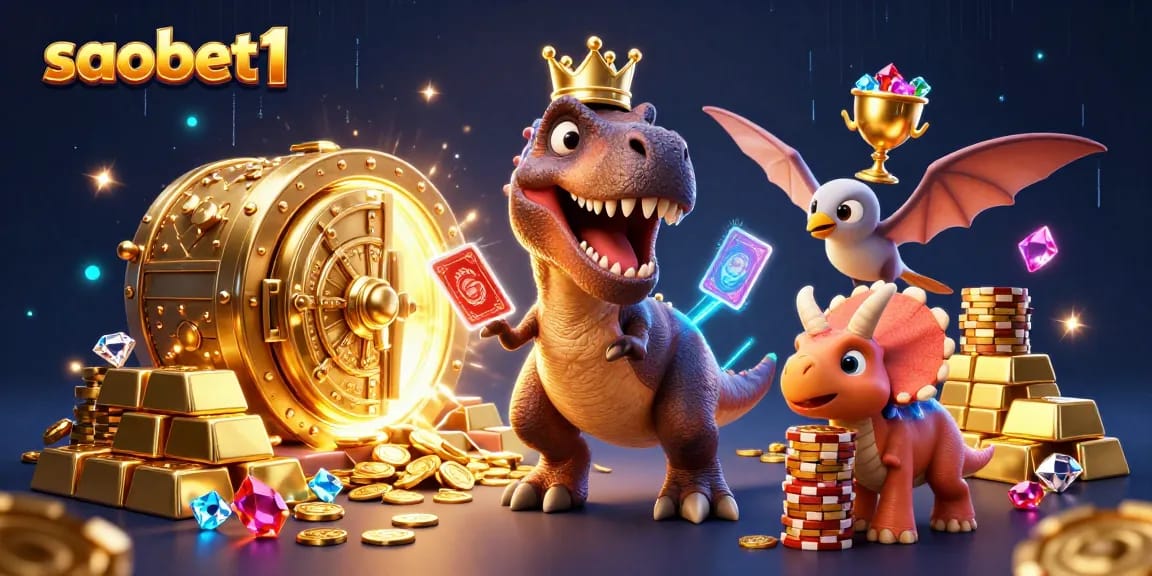 Experience thrilling gaming at saobet1 with colorful characters and exciting casino elements packed into a vibrant scene.