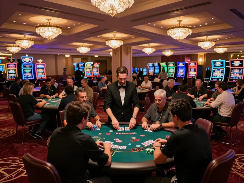 Action at the poker tables showcasing the excitement of rik vip casino players in a luxurious setting