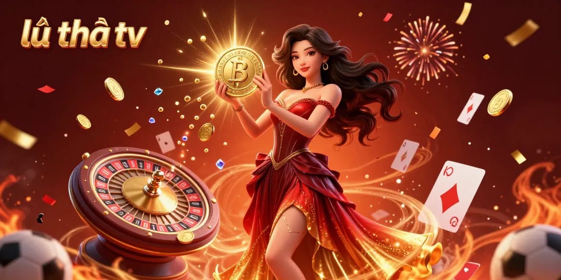 Experience thrilling gameplay with lẩu thái tv featuring a stunning Asian woman celebrating with golden coins in a vibrant casino.