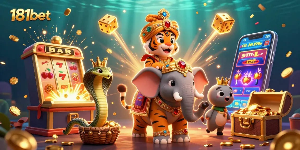 Experience thrilling gameplay at 181bet with a vibrant 3D illustration showcasing a jackpot scene filled with excitement.