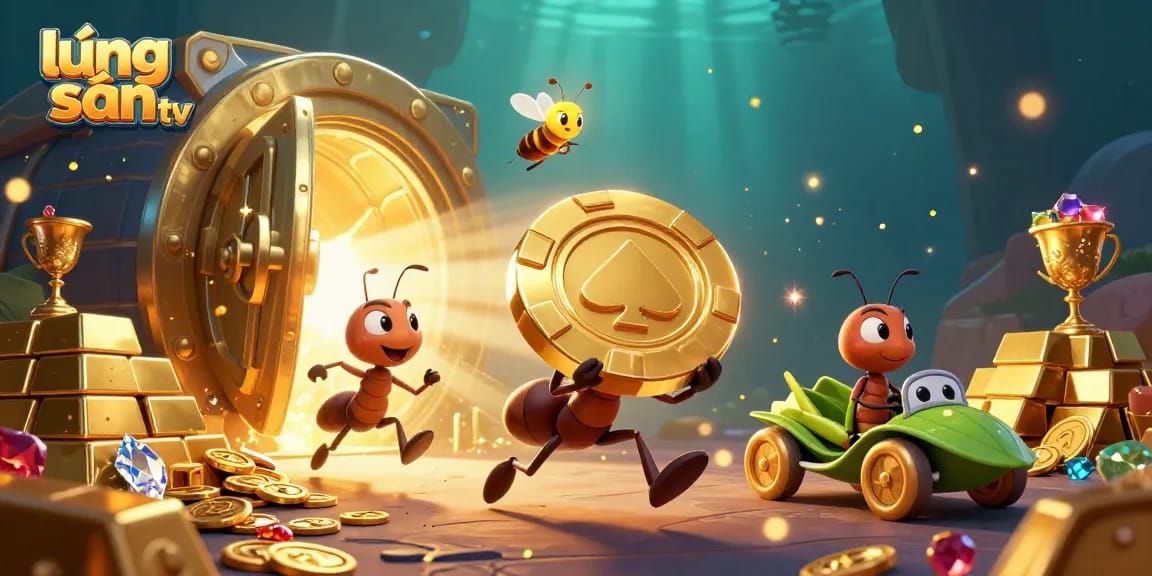 Experience lively gambling at lương sơn tv with animated ants on a heist for golden poker chips.