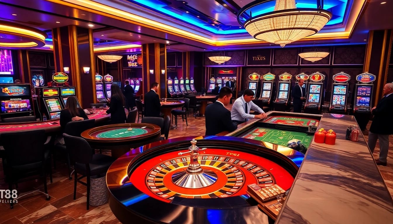High-stakes players engaging with the TX88 roulette table in a luxurious casino environment.