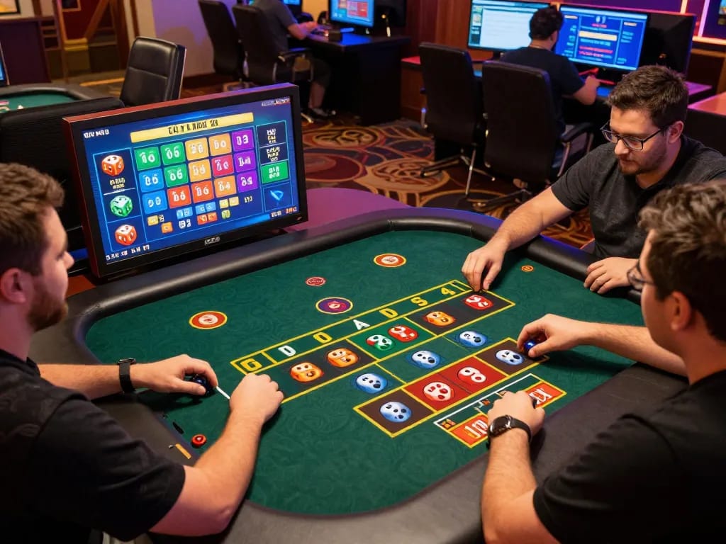 Tài Xỉu MD5 players placing strategic bets in an online casino setting, showcasing modern gameplay dynamics