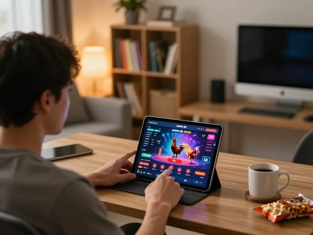 Xem đá gà trực tiếp HD dễ dàng trên máy tính bảng từ một không gian sống ấm cúng.
