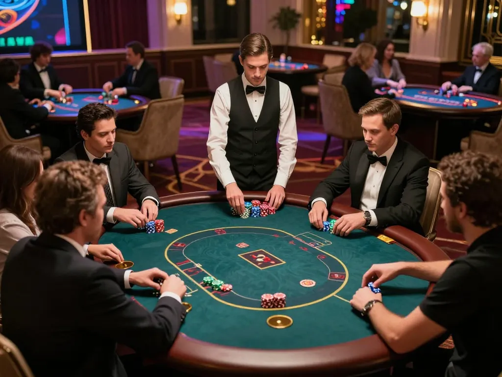 Exciting VIP casino gameplay with players betting in an upscale poker room at vipwin.