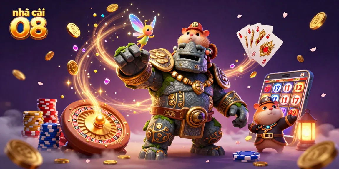 Engage with nhà cái O8's thrilling casino action featuring magical golems and fortune elements.