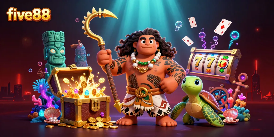 Engage with five88's thrilling slots experience through vibrant 3D illustration showcasing dynamic gameplay.