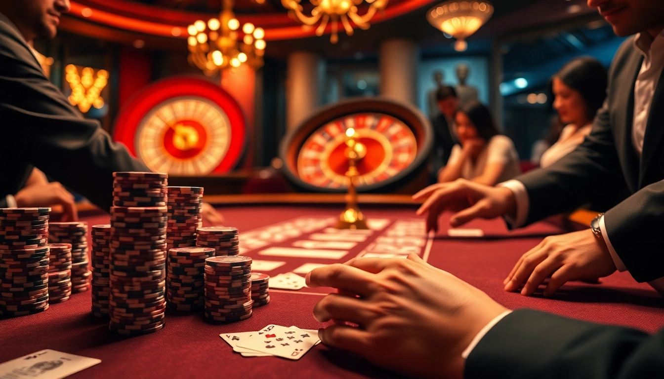 Engage in thrilling gambling at ok fun casino with luxury game tables and vibrant poker chips.