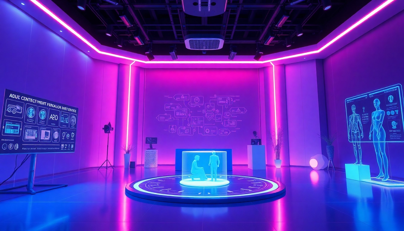 AI porn innovation showcased in a modern digital studio with advanced content creation tools