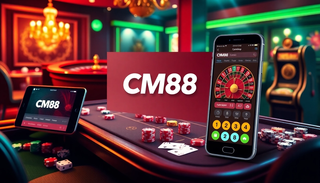 CM88 engaging players at a high-end online poker table surrounded by colorful chips and cards.