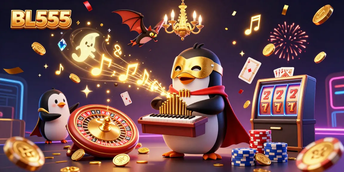 Engage with the thrilling world of BL555 through a captivating casino illustration showcasing vibrant characters and dynamic gaming elements.