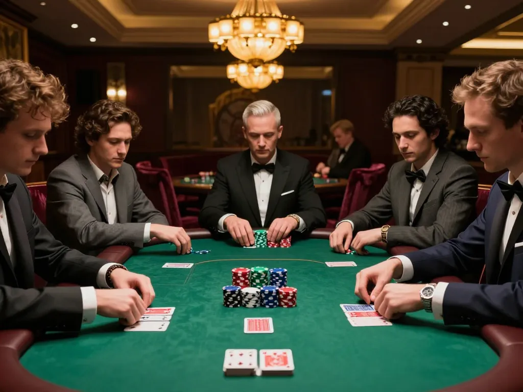 Intense poker gameplay at luxurious casino table illustrating the excitement of 789win link