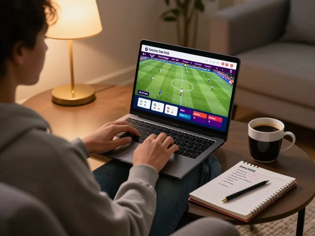 Socolive link displayed on a laptop screen while enjoying live sports streaming from home.