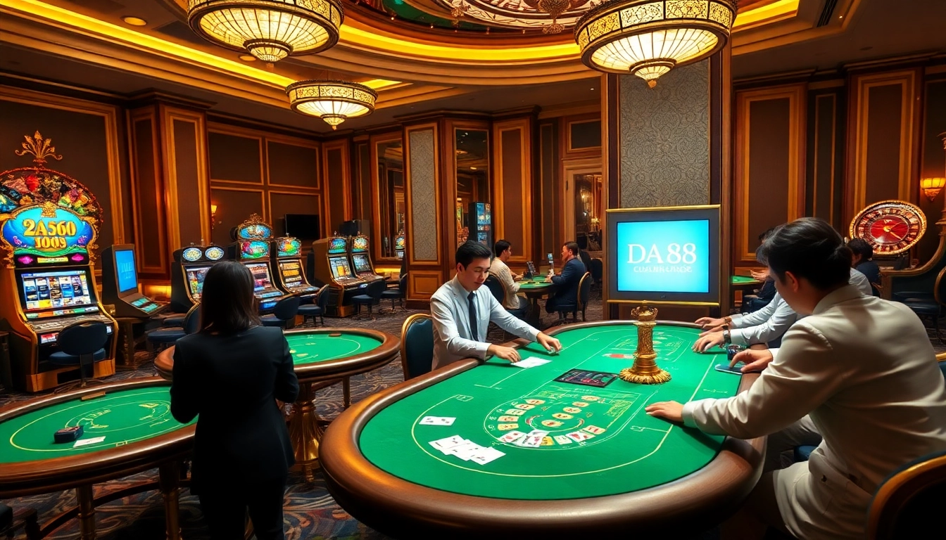 Experience the thrill of DA 88 with luxurious poker tables and vibrant slot machines.