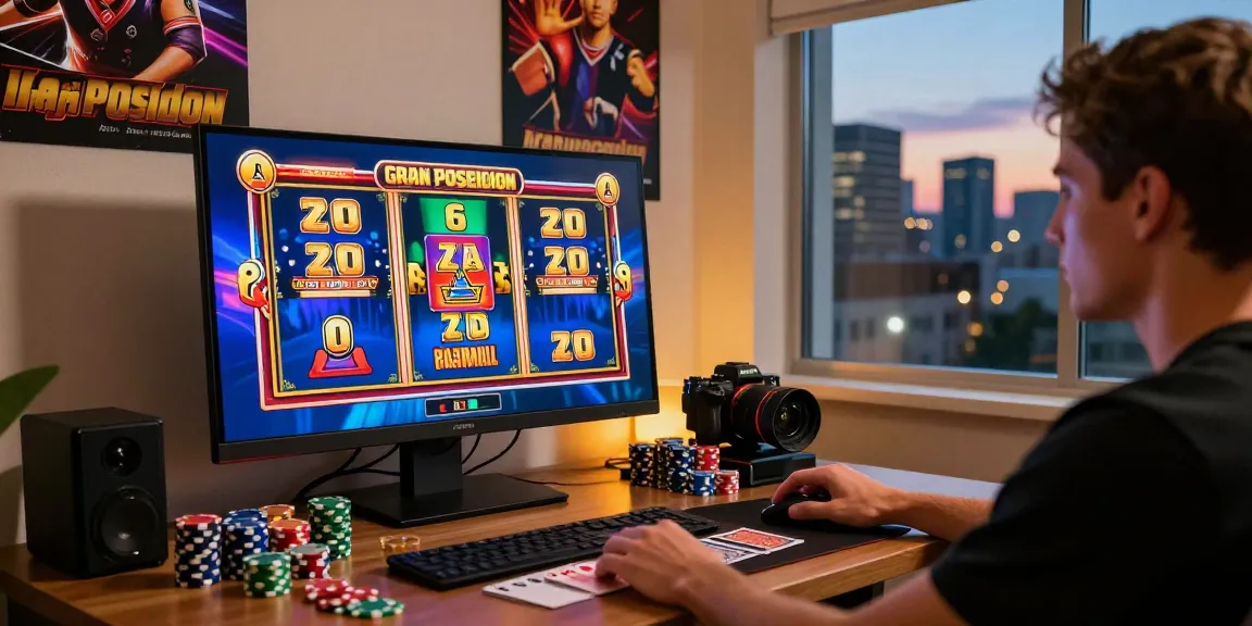 Engaging player enjoying Gran Poseidon juegos online with colorful graphics and gaming chips at home.