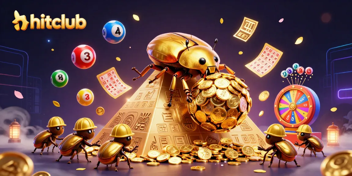 Engage with hitclub's vibrant casino atmosphere featuring golden beetles and dynamic game elements.
