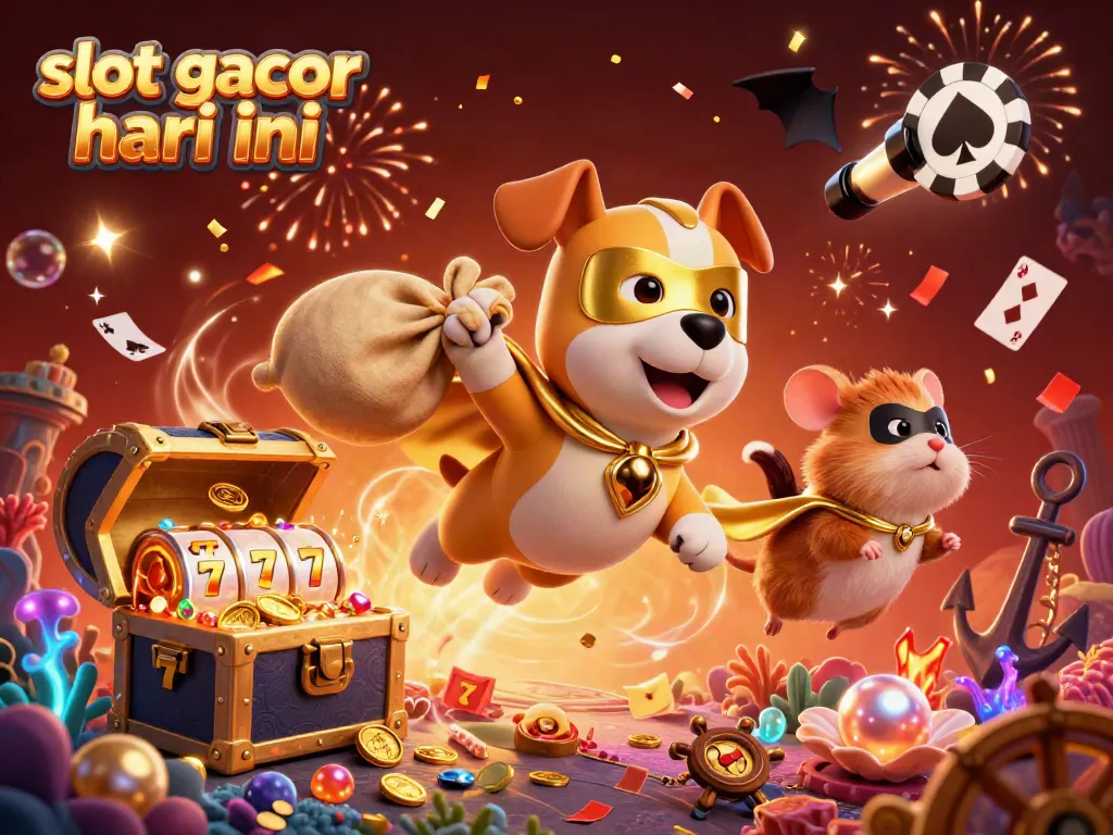 Experience exhilarating wins with slot gacor hari ini as the superhero dog flies amidst vibrant casino elements.