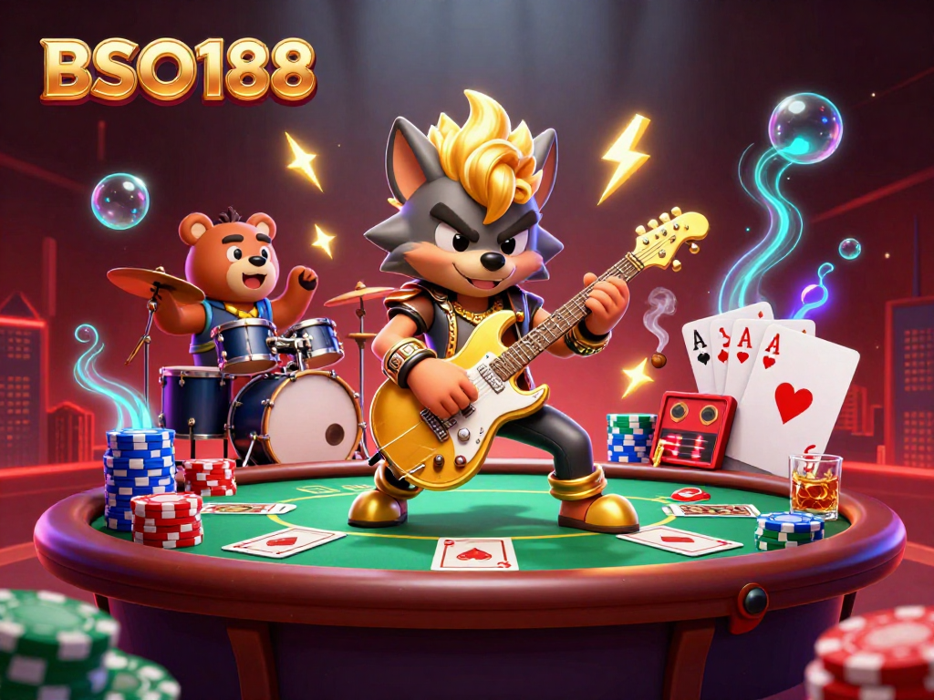 Engage with thrilling poker gameplay at BSO188 amidst a lively casino atmosphere.