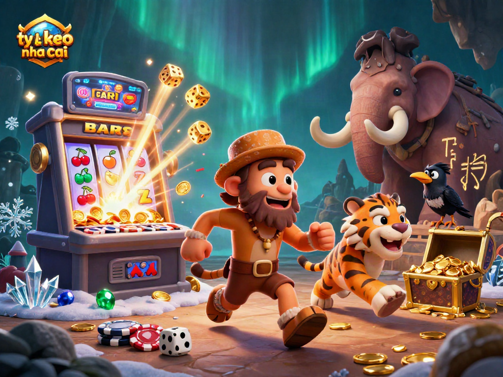 Experience ty le keo nha cai through engaging gameplay in a vibrant, prehistoric casino scene.