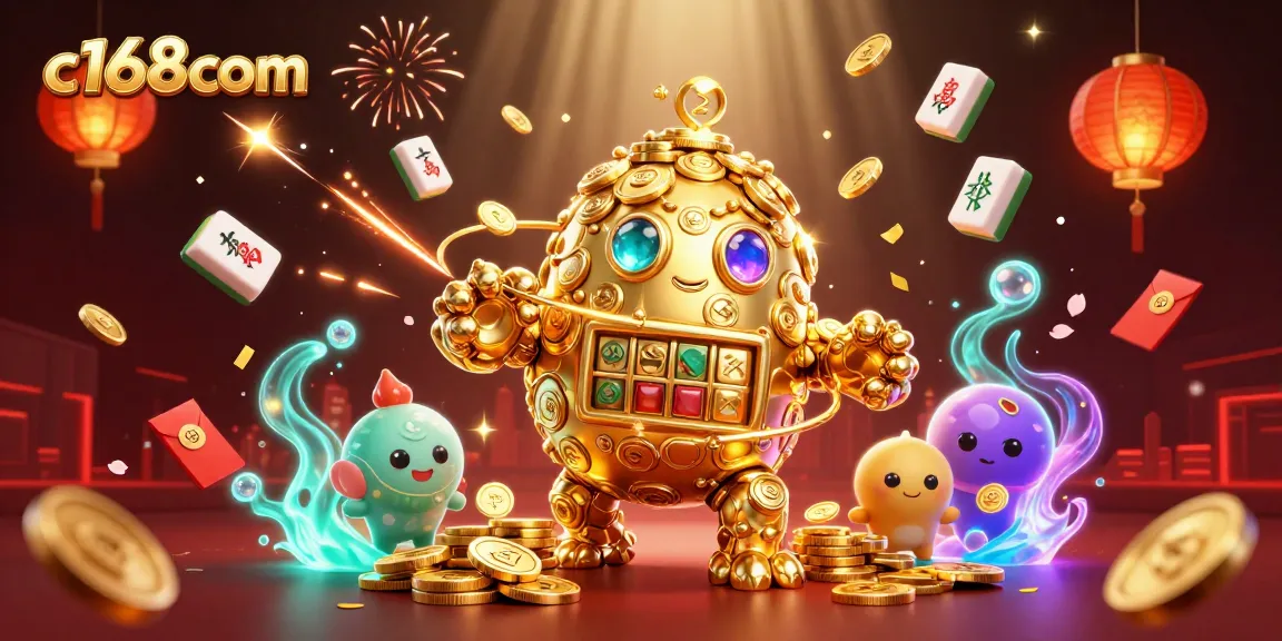 Engage with c168com's vibrant casino experience, featuring a dynamic golden golem symbolizing luck and gaming excitement.