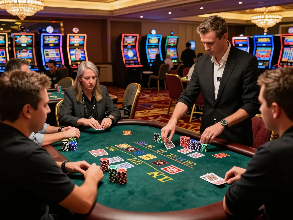 Engaged players at a max 79 blackjack table experiencing an exciting casino gaming moment