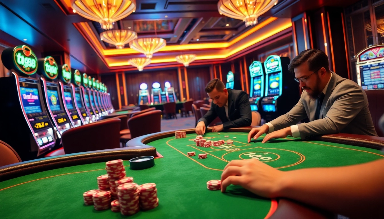 Experience thrilling gameplay at tg88 with vibrant casino tables and excited players.