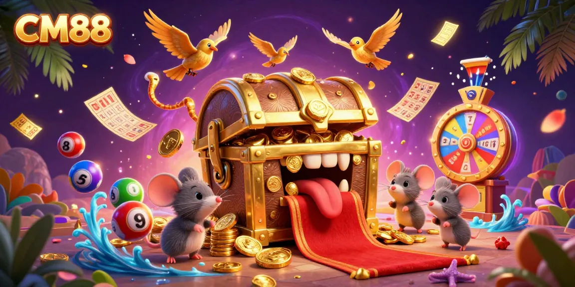 Launch into thrilling gameplay at CM88 with vibrant lottery elements and an enticing treasure chest!