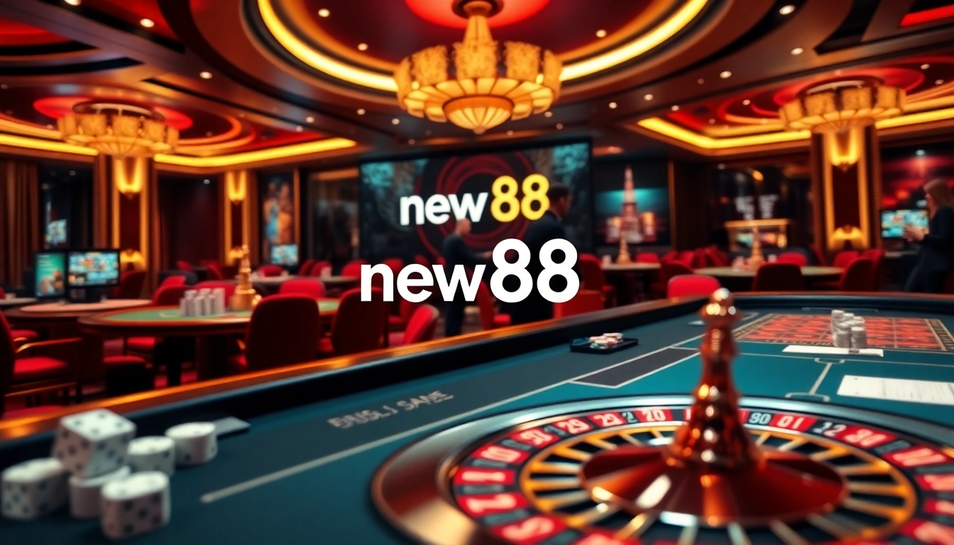 Experience the excitement of new88 as players engage in high-stakes casino action at a luxurious gaming table.