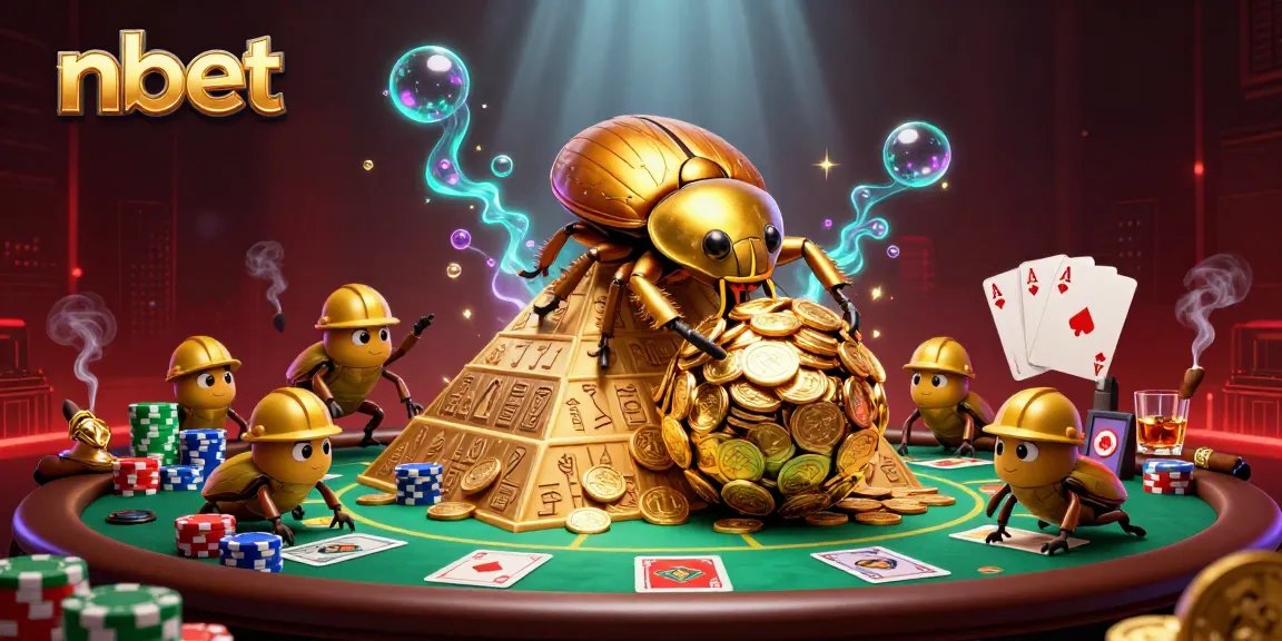 Engage with nbet gameplay featuring a golden dung beetle amidst vibrant casino elements.
