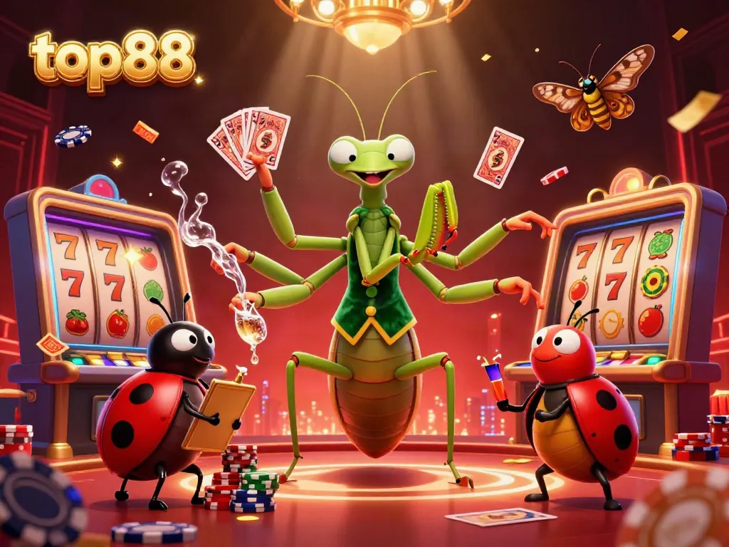 Engage with top88's thrilling casino scene featuring vibrant characters and dynamic game elements.