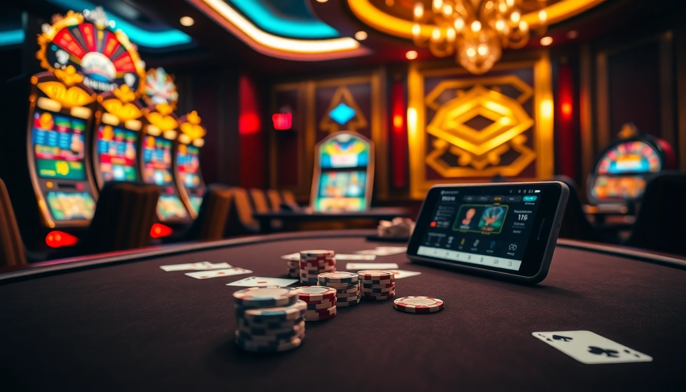 Exciting poker table setup with casino chips and cards highlighting 6FF gaming experience.