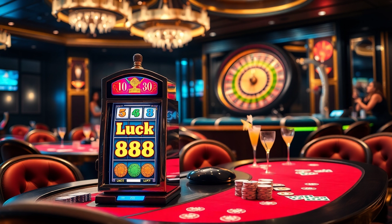 Experience the thrill of spinning the Luck88 slot machine in a vibrant casino atmosphere.