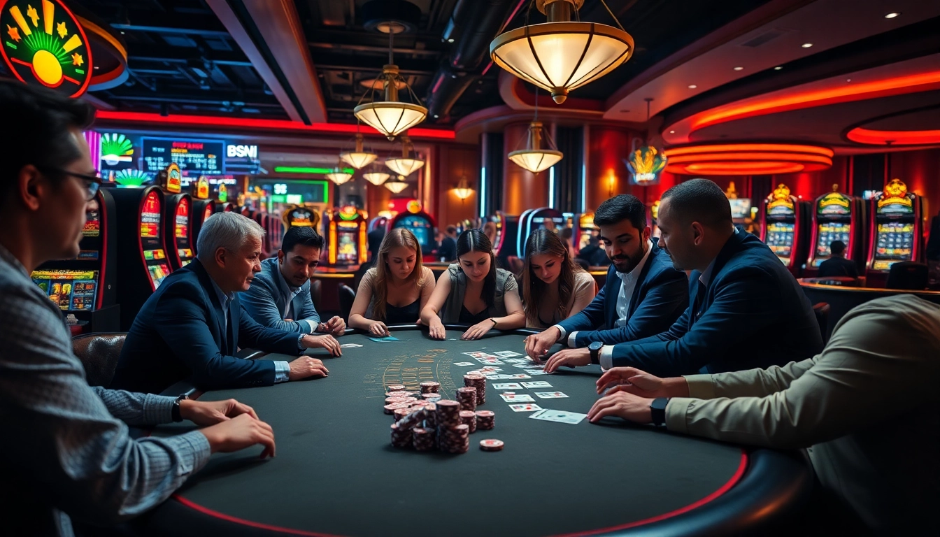 Erleben Sie die spannenden Casinospiele mit verschiedenen Spielern an einem Tisch.