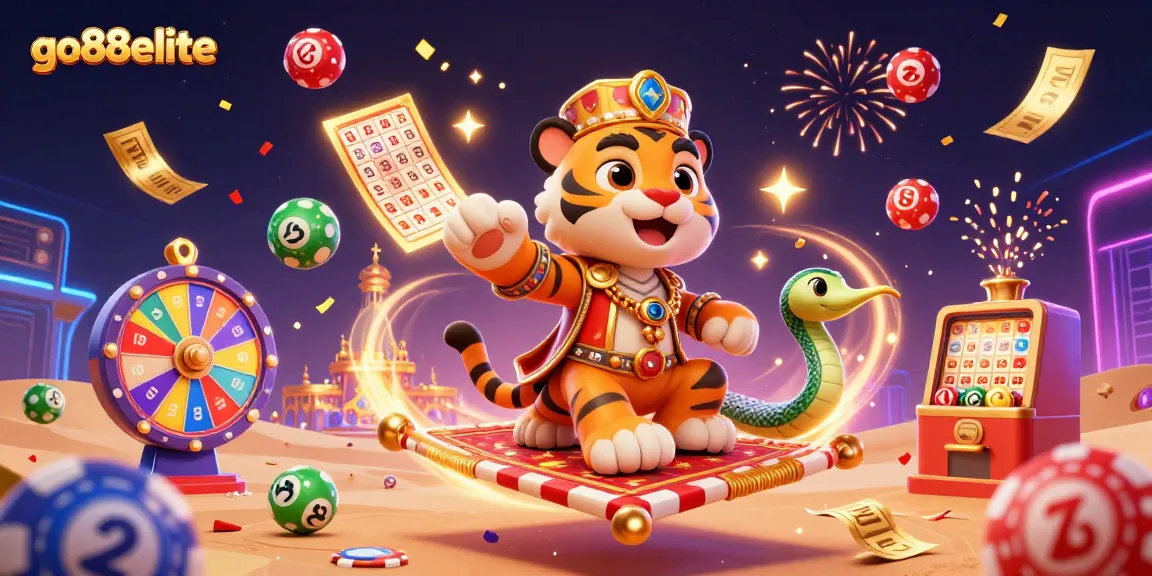 Experience thrilling wins at go88elite in an enchanting 3D casino illustration filled with prizes.