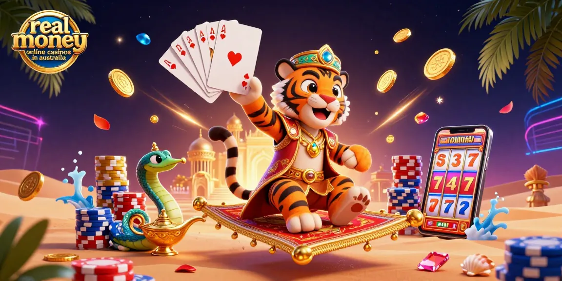 Experience the excitement at real money online casinos in Australia with majestic characters and thrilling gaming elements.