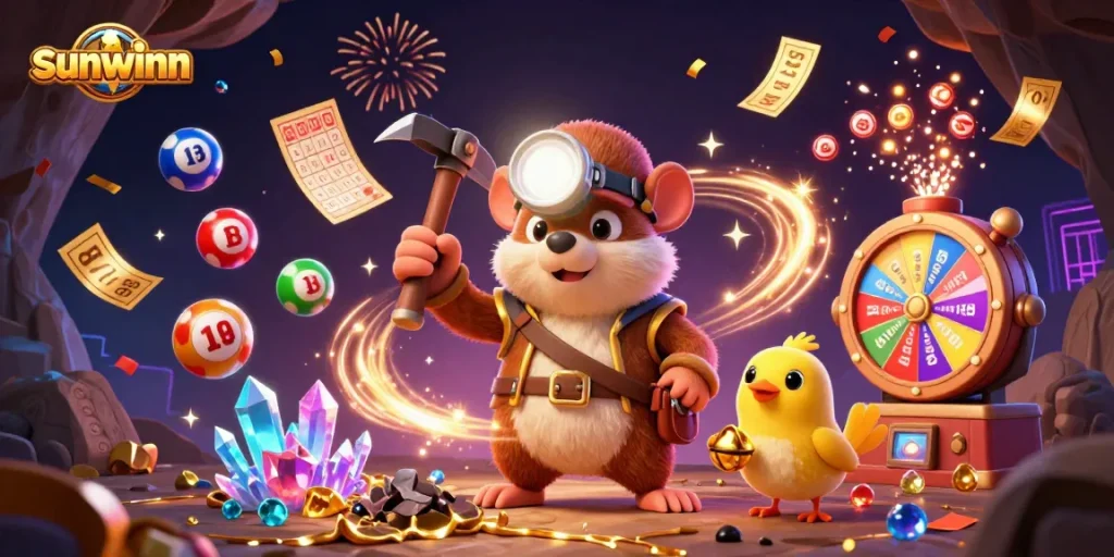 Win big with sunwinn at a vibrant treasure hunting casino adventure scene